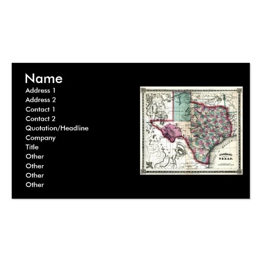 1866 Antiquarian Map of Texas by Schönberg & Co. Business Card Template (front side)
