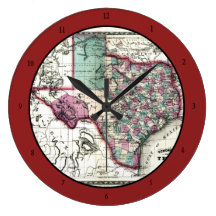1866 Antiquarian Map of Texas by Schönberg & Co. Wall Clock