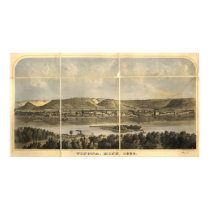 1866 Winona, MN Birds Eye View Panoramic Map posters