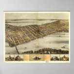 1867 Madison, WI Birds Eye View Panoramic Map Print
