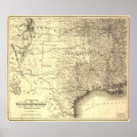 1867 Map of Houston & Texas Central Railroad Posters