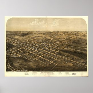 1868 Coldwater, MI Birds Eye View Panoramic Map print