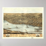 1868 Lyons, IA Birds Eye View Panoramic Map Print