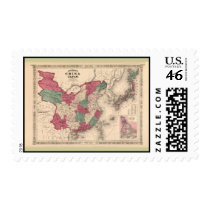 1868 Map - Johnson's China and Japan Postage