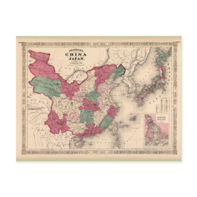 Map Of Japan And China. 1868 Map - Johnsonamp;#39;s China