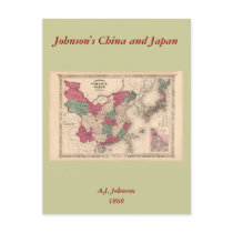 1868 Map - Johnson's China and Japan postcards
