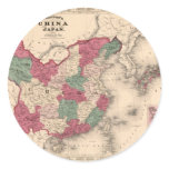 1868 Map - Johnson's China and Japan Round Stickers