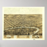 1868 Marengo, IA Birds Eye View Panoramic Map Poster
