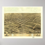 1868 Newton, IA Birds Eye View Panoramic Map Poster