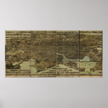1869 Baltimore, MD Birds Eye View Panoramic Map Print