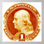 1869 Benjamin Franklin Stamp Poster