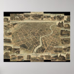 1870's Chatham, Ontario Bird's Eye Panoramic Map Posters