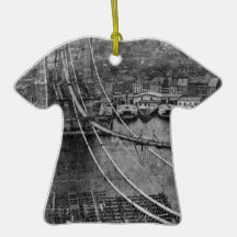 1870s New York City Brooklyn Bridge Construction Christmas Tree Ornament