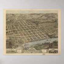 1871 Knoxville, TN Birds Eye View Panoramic Map Posters