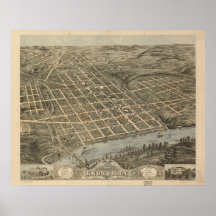 1871 Knoxville, TN Birds Eye View Panoramic Map Posters