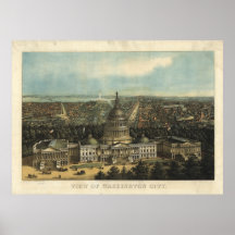 1871 Washington DC Birds Eye View Panoramic Map Posters