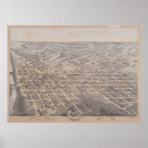 1872 Dallas, TX Birds Eye View Panoramic Map Posters