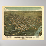 1876 Circleville, OH Birds Eye View Panoramic Map posters
