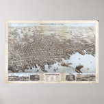 1876 New Bedford, MA Birds Eye View Panoramic Map Poster
