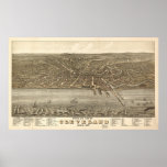 1877 Cleveland, OH Birds Eye View Panoramic Map Print