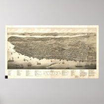 1879 Halifax, Nova Scotia Bird's Eye Panoramic Map Print