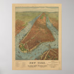 1879 New York City NY Birds Eye View Panoramic Map Posters