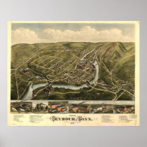 1879 Seymour CT Birds Eye View Panoramic Map Poster