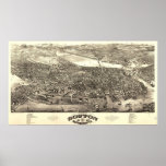 1880 Boston, MA Birds Eye View Panoramic Map Print