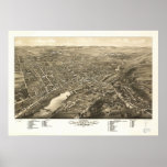 1880 Waukesha, WI Birds Eye View Panoramic Map Posters