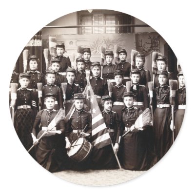 1880 Women Cadets Armed with Brooms Stickers by historicimage