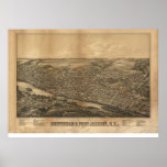 1881 Amsterdam & Port Jackson, NY Panoramic Map Print
