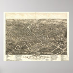 1882 Akron, OH Birds Eye View Panoramic Map Poster