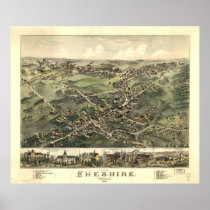 1882 Cheshire CT Birds Eye View Panoramic Map Print