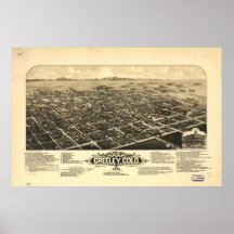 1882 Greeley, CO Birds Eye View Panoramic Map Print