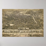 1883 Nashua, NH Birds Eye View Panoramic Map Poster