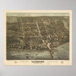 1884 Lakeside, OH Birds Eye View Panoramic Map Poster