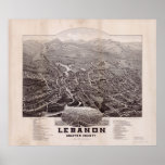 1884 Lebanon, NH Birds Eye View Panoramic Map Print