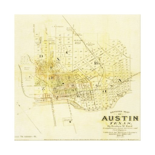 1885 Historic Austin Map Stretched Canvas Prints Zazzle