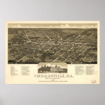 1885 Thomasville, GA Birds Eye View Panoramic Map Posters