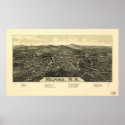 1886 Milford, NH Birds Eye View Panoramic Map print