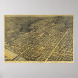 1887 Austin, TX Bird's Eye View Panoramic Map Print