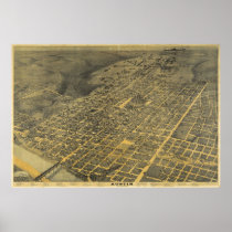 1887 Austin, TX Bird's Eye View Panoramic Map Print