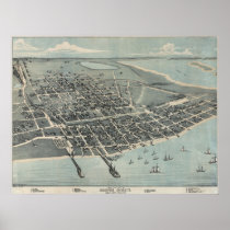 1887 Corpus Christi TX BirdsEye View Panoramic Map Posters