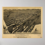 1887 West Superior, WI Bird's Eye Panoramic Map Print
