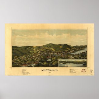 1888 Milton, NH Birds Eye View Panoramic Map print