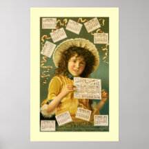 1889 Calendar cute girl Cologne ad Posters
