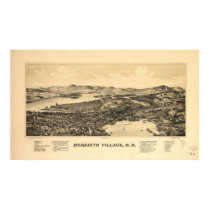1889 Meredith Village, NH Birds Eye Panoramic Map posters