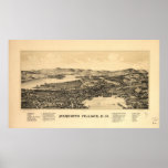 1889 Meredith Village, NH Birds Eye Panoramic Map Print
