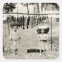 1890 Girls Fishing Stickers