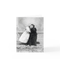 1890 Smiling girl and her Retriever Dog Greeting Cards